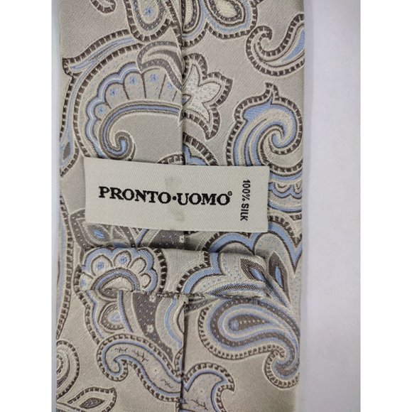 3x Pronto Uomo Men's Neckties ties All Silk Paisley geometric shapes squares - Picture 8 of 16